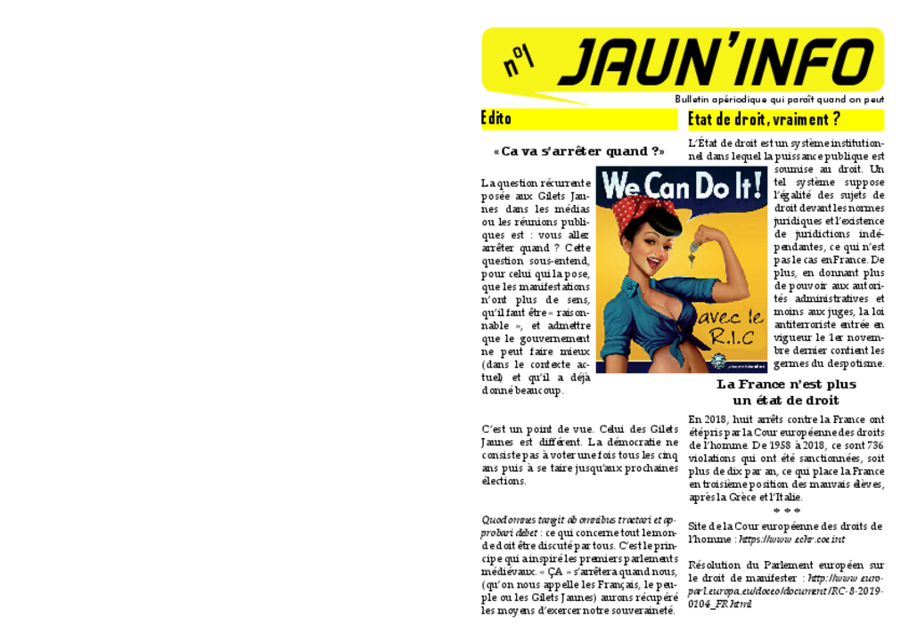 JAUN'INFO (Journal des Gilets Jaunes Auvergne Rhône Alpes)